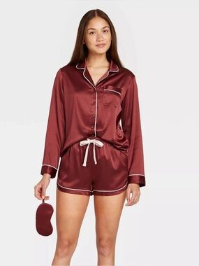 Stars Above Satin Long Sleeve Top And Shorts Pajamas Set XXL